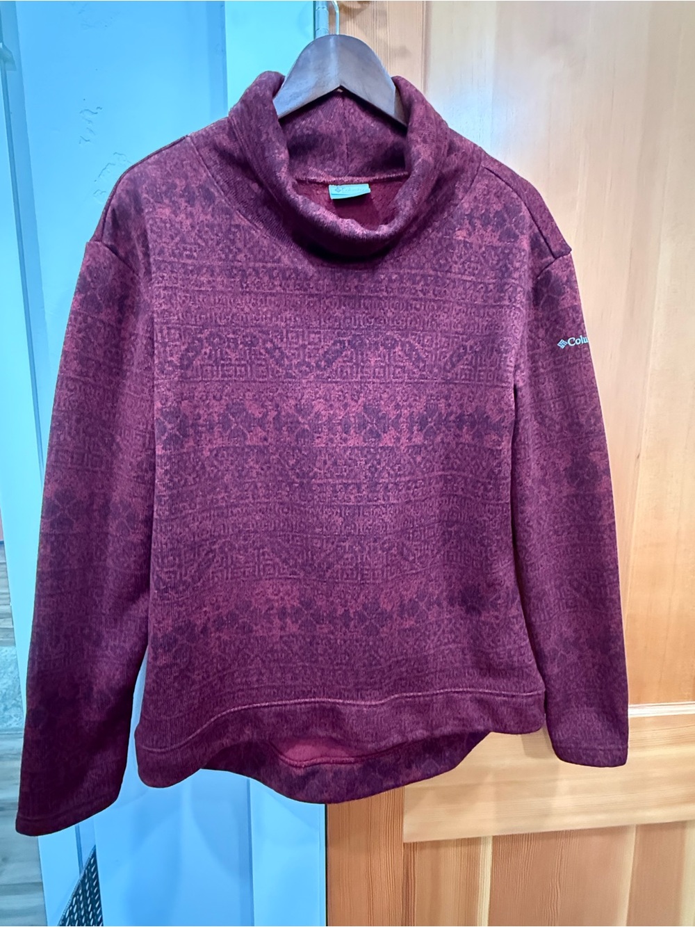 Columbia Women's Burgundy Patterned Cowl Neck Sweater